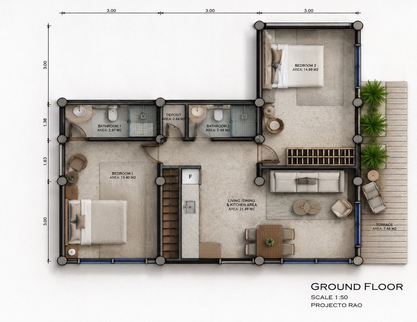 Ground floor plan: chalet 3
